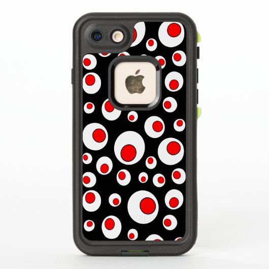 赤カッコいいい白い眼球の黒の円 LifeProof iPhoneケース (裏面)