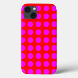 赤カッコいいとマゼンタのドットパターン（の模様が）ある iPhone 13ケース