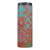 赤カッコいいと青のトレンディーエーゲのタイル タンブラー (裏面)