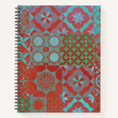 赤カッコいいと青のトレンディーエーゲのタイル ノートブック (正面)