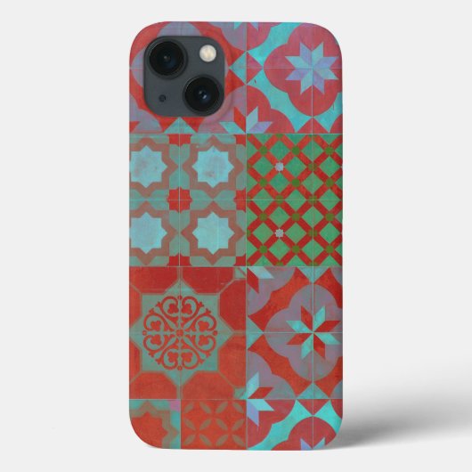 赤カッコいいと青のトレンディーエーゲのタイル Case-Mate iPhoneケース (裏面)