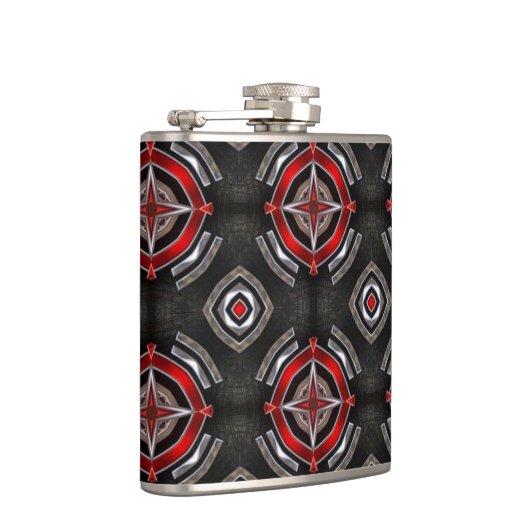 赤カッコいいと黒の幾何学的パターン フラスク (右)