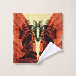 赤カッコいいモダン色の歴史的ローマのコラージュ ウォッシュタオル