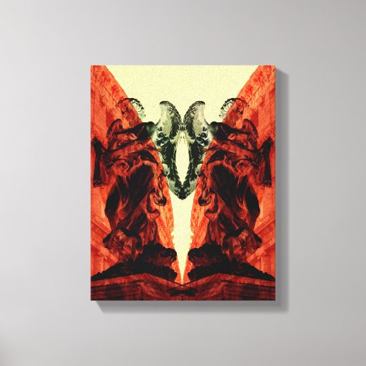 赤カッコいいモダン色の歴史的ローマのコラージュ キャンバスプリント (正面)