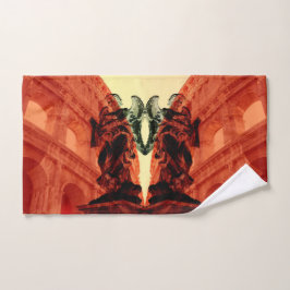 赤カッコいいモダン色の歴史的ローマのコラージュ ハンドタオル