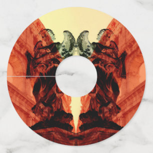 赤カッコいいモダン色の歴史的ローマのコラージュ ワイングラスタグ