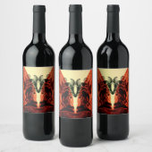 赤カッコいいモダン色の歴史的ローマのコラージュ ワインラベル (ボトル)