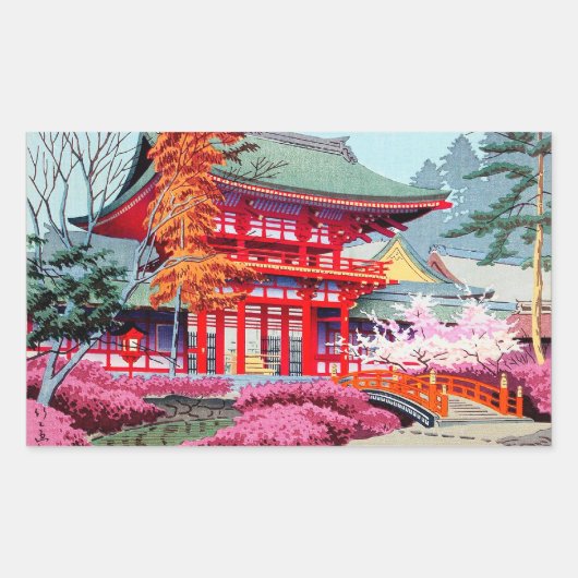 赤カッコいい寺春浅野竹二 長方形シール (正面)