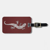 赤カッコいい白トカゲ銀の金属効果 ラゲッジタグ (正面横)