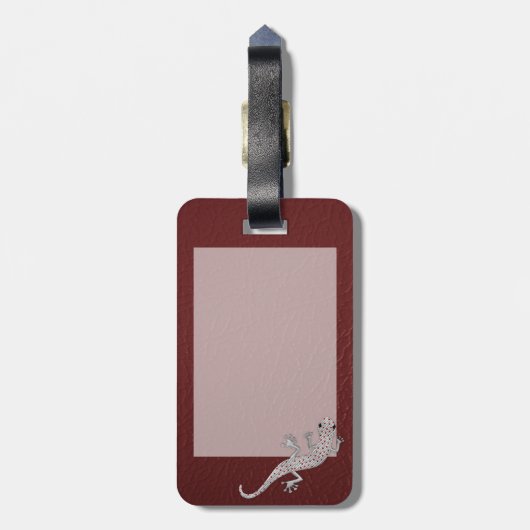 赤カッコいい白トカゲ銀の金属効果 ラゲッジタグ (裏面縦)
