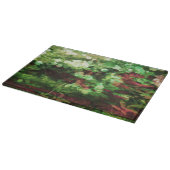 赤カッコいい緑の花のアートパターン。自然概念 カッティングボード (角)