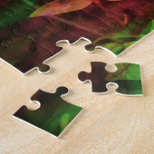 赤カッコいい緑の花のアートパターン。自然概念 ジグソーパズル (側面)