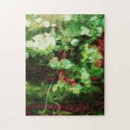 赤カッコいい緑の花のアートパターン。自然概念 ジグソーパズル