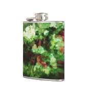 赤カッコいい緑の花のアートパターン。自然概念 フラスク (左)