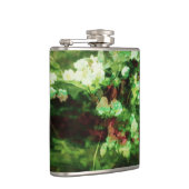 赤カッコいい緑の花のアートパターン。自然概念 フラスク (右)