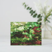 赤カッコいい緑の花のアートパターン。自然概念 ポストカード (スタンド正面)