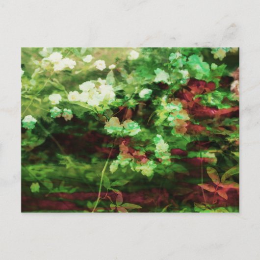 赤カッコいい緑の花のアートパターン。自然概念 ポストカード (正面)