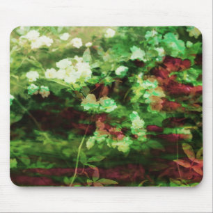赤カッコいい緑の花のアートパターン。自然概念 マウスパッド