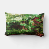 赤カッコいい緑の花のアートパターン。自然概念 ランバークッション (裏面)