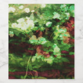 赤カッコいい緑の花のアートパターン。自然概念 ワインラベル (シングルラベル)