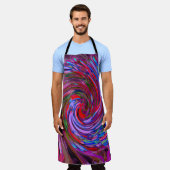 赤カッコいい、青、ピンクの抽象芸術フローラ旋回 エプロン (着用した状態)