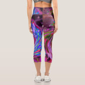 赤カッコいい、青、ピンクの抽象芸術フローラ旋回 カプリレギンス (裏面)