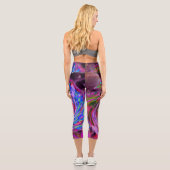 赤カッコいい、青、ピンクの抽象芸術フローラ旋回 カプリレギンス (裏面)