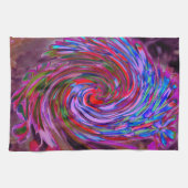 赤カッコいい、青、ピンクの抽象芸術フローラ旋回 キッチンタオル (横)