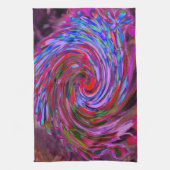 赤カッコいい、青、ピンクの抽象芸術フローラ旋回 キッチンタオル (縦)