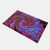 赤カッコいい、青、ピンクの抽象芸術フローラ旋回 ドアマット (アングル)