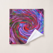 赤カッコいい、青、ピンクの抽象芸術フローラ旋回 バスタオルセット (ウォッシュタオル)