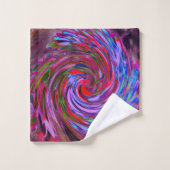 赤カッコいい、青、ピンクの抽象芸術フローラ旋回 バスタオルセット (ウォッシュタオル)