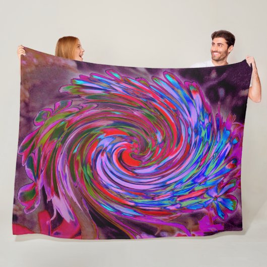 赤カッコいい、青、ピンクの抽象芸術フローラ旋回 フリースブランケット (インサイチュ)