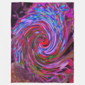 赤カッコいい、青、ピンクの抽象芸術フローラ旋回 フリースブランケット (正面)