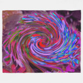 赤カッコいい、青、ピンクの抽象芸術フローラ旋回 フリースブランケット (正面(横))