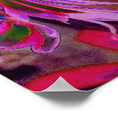 赤カッコいい、青、ピンクの抽象芸術フローラ旋回 ポスター (角)