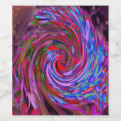 赤カッコいい、青、ピンクの抽象芸術フローラ旋回 ワインラベル (シングルラベル)