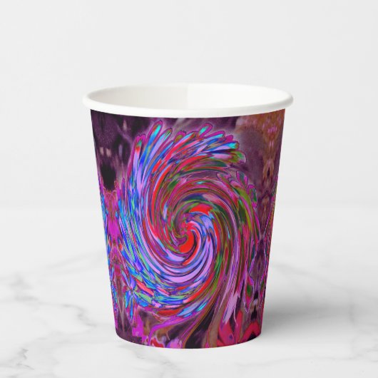 赤カッコいい、青、ピンクの抽象芸術フローラ旋回 紙コップ (左)