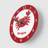 赤カニパーソナライズされたの壁時計(赤縁ど) ラウンド壁時計 (傾斜)