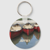 赤カヌーパーソナライズされた名 キーホルダー (正面)