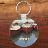 赤カヌーパーソナライズされた名 キーホルダー (正面)