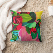 赤カメリアスフラワーアート クッション (ブランケット)