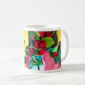 赤カメリアスフラワーアート コーヒーマグカップ (正面右)