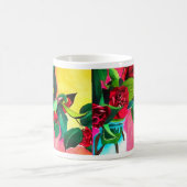 赤カメリアスフラワーアート コーヒーマグカップ (中央)