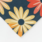 赤カラフルいオレンジ色の花のフローラ フリースブランケット (角)