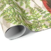 赤カラフルい付き葉のオウム ラッピングペーパー (ロールコーナー)