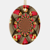 赤カラフルい喜び：イチゴ万華鏡のように千変万化するパターンアート セラミックオーナメント (右)