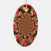 赤カラフルい喜び:イチゴ万華鏡のように千変万化するパターンアート セラミックオーナメント (右)
