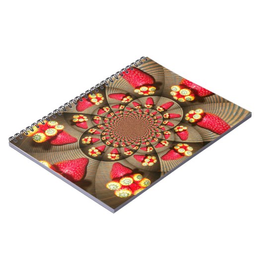 赤カラフルい喜び:イチゴ万華鏡のように千変万化するパターンアート ノートブック (左側)