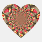 赤カラフルい喜び:イチゴ万華鏡のように千変万化するパターンアート ハートシール (正面)